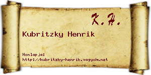 Kubritzky Henrik névjegykártya